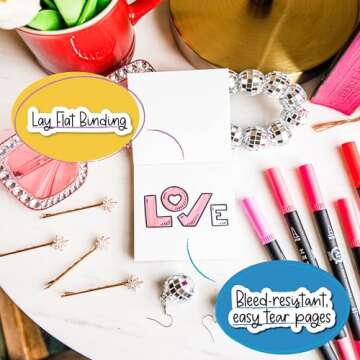 A Brighter Year The Original Adult Mini Coloring Book - XOXO Valentine Edition - 3” x 3” Pocket Size, 50 Pages, Lay Flat Binding, Thick Paper, No Bleeding - Stress/Anxiety Relief - Relaxation, Gift