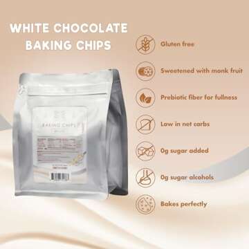 ChocZero White Chocolate Chips - Sugar Free, Low Carb, Keto Friendly, Gluten Free - 20 Ounce Bulk Bag for Baking Keto Diet Cookies and Dessert
