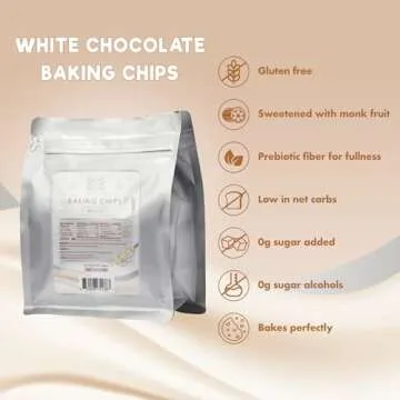 ChocZero White Chocolate Chips - Sugar Free, Low Carb, Keto Friendly, Gluten Free - 20 Ounce Bulk Bag for Baking Keto Diet Cookies and Dessert