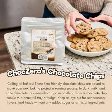 ChocZero White Chocolate Chips - Sugar Free, Low Carb, Keto Friendly, Gluten Free - 20 Ounce Bulk Bag for Baking Keto Diet Cookies and Dessert