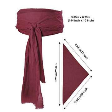 SATINIOR Halloween Pirate Costume Accessories Bandana Headscarf, Sash Belt for Women and Men(Wine Re...