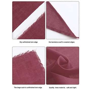 SATINIOR Halloween Pirate Costume Accessories Bandana Headscarf, Sash Belt for Women and Men(Wine Red)