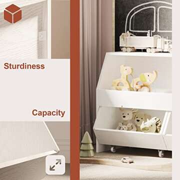 ZOPEND Toy Storage and Organizer for Kid, Boys and Girls Muti-Functional Bookcase and Storage Bin with Moveable Drawers, Children Toddler Storage Carbinet for Playroom, Bedroom, Nursery