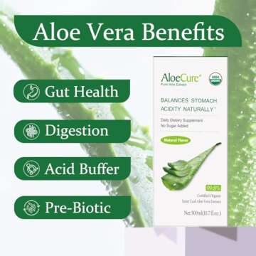 AloeCure USDA Organic Aloe Vera Juice Made Within 12 Hrs of Harvest - Pure Aloe Juice Natural Digest...