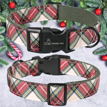 ARING PET Christmas Dog Collar - Cute Red Green Plaid for Small Medium Dogs