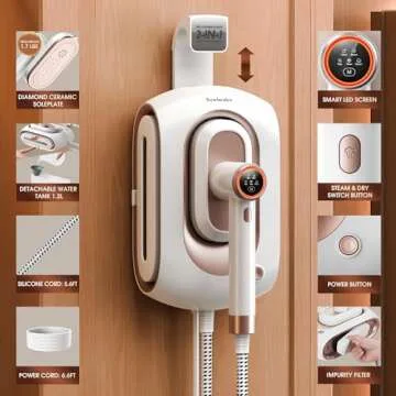 Newbealer 2In1 Pro Steam Station Iron, 1550W Turbocharged Steam for Clothes, 3-Level Steam & Dry Ironing, 30s Heat Up, 1.2L Detachable Tank, Auto-Off, Self Cleaning, Innovative Storage for Household