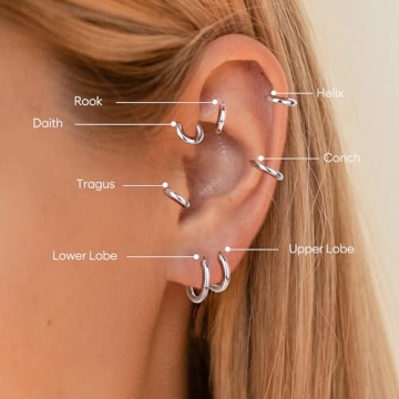 Gokeey 5 Pairs Small Silver Hoop Earrings Set for Everyone