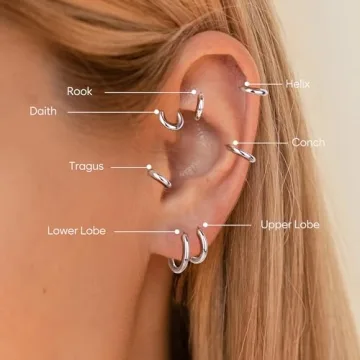 Gokeey 5 Pairs Small Silver Hoop Earrings Set for Everyone