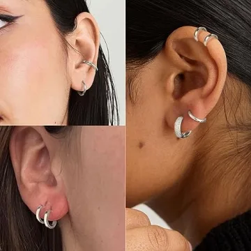 Gokeey 5 Pairs Small Silver Hoop Earrings Set for Everyone