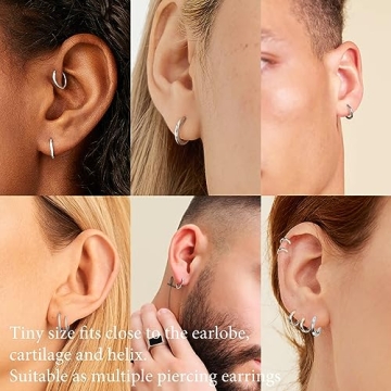 Gokeey 5 Pairs Small Silver Hoop Earrings Set for Everyone