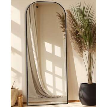 Antok Full Length Mirror, 71"x28" Floor Mirror Freestanding, Arched Floor Standing Large Mirror Full...