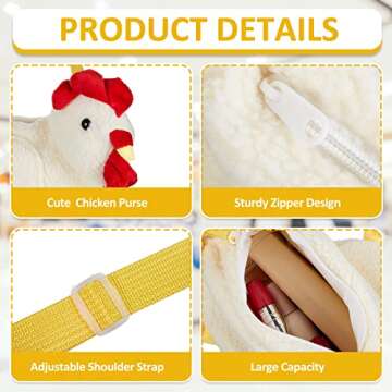 Saintrygo Chicken Hen Purse Bag Fluffy Shoulder Handbag Cute Funny Animal Gift for Christmas for Wom...