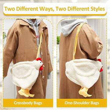 Saintrygo Chicken Hen Purse Bag Fluffy Shoulder Handbag Cute Funny Animal Gift for Christmas for Women Girls(White,Chicken)