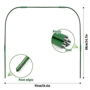 Aierden Greenhouse Hoops Grow Tunnel, Garden Hoops for Raised Beds, 6PCS 37*35IN Detachable Antirust...