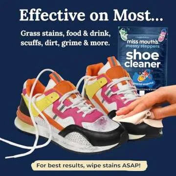 Miss Mouth's Messy Steppers Shoe Cleaner - 30 Wipes Ready To Use Sneaker Cleaner for Rubber, Canvas, Leather to Remove Dirt, Grass, Scuffs from makers of Miss Mouth's Messy Eater Stain Treater