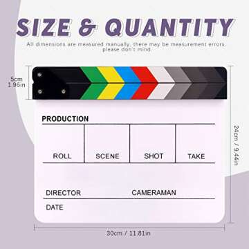 Swpeet 8Pcs Acrylic Film Movie Clapboard Kit with Eraser and Dry Erase Pens
