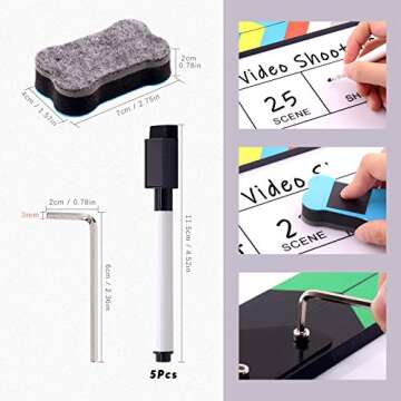 Swpeet Clapboard Kit for Film Fans with Eraser and Pens