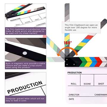 Swpeet Clapboard Kit for Film Fans with Eraser and Pens