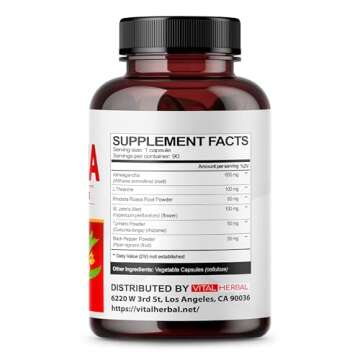 Organic Ashwagandha Capsules: Maximum Potency for Mood Support, 90 Count