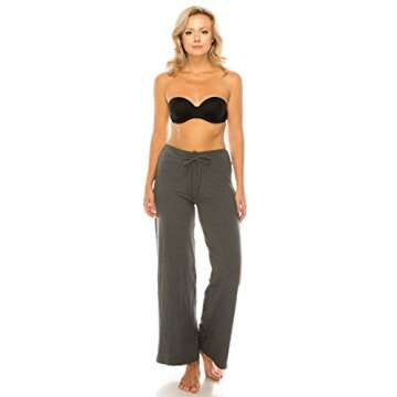 Leggings Depot Womens Casual Comfy Long Pajama Lounge Apparel Pants, Heather Charcoal, Small