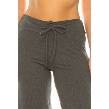 Leggings Depot Womens Casual Comfy Long Pajama Lounge Apparel Pants, Heather Charcoal, Small