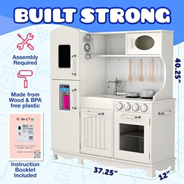 Play Kitchen - Wooden Playset for Toddlers and Big Kids