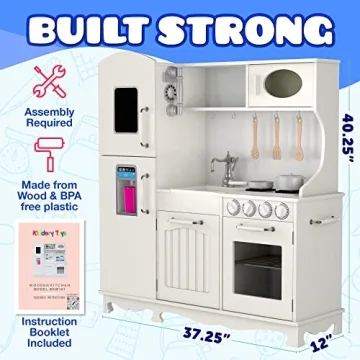 Play Kitchen - Wooden Playset for Toddlers and Big Kids