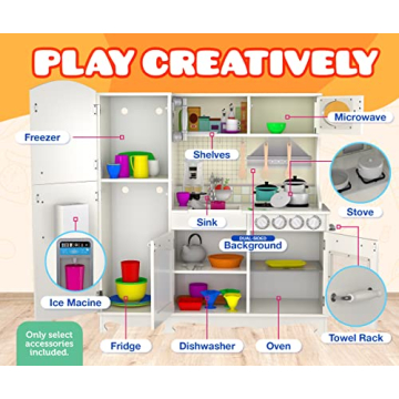 Play Kitchen - Wooden Playset for Toddlers and Big Kids