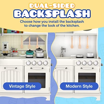 Play Kitchen - Wooden Playset for Toddlers and Big Kids