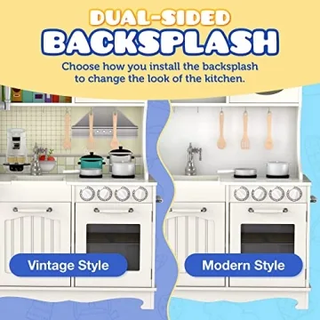 Play Kitchen - Wooden Playset for Toddlers and Big Kids