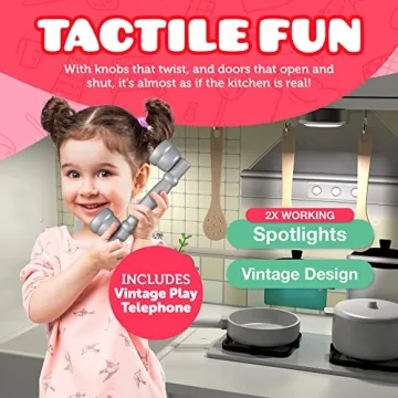 Play Kitchen - Wooden Playset for Toddlers and Big Kids