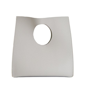 HOXIS Vintage Minimalist PU Leather Handbag - Light Grey Elegance