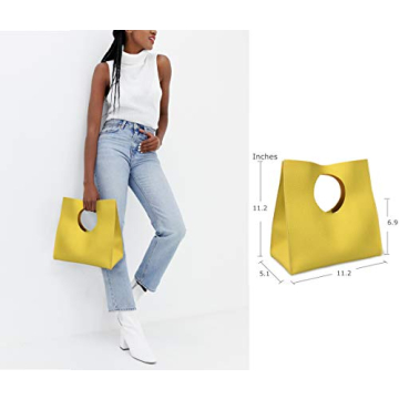 HOXIS Vintage Minimalist PU Leather Handbag Light Grey