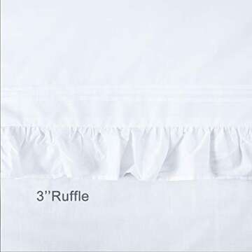 White Pillow Shams Set of 2 Ruffled Queen Pillowcases Shabby Chic Lace Farmhouse Ruffle Country French Victorian Princess Frilly Pillow Cover Protector Pure Cotton Pintuck Pretty Cute 20x30