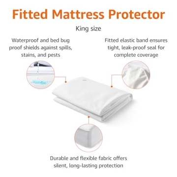 Amazon Basics Waterproof Mattress Protector, White, King