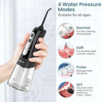 Cordless Water Dental Flosser Teeth Cleaner, INSMART Professional 300ML Tank DIY Mode USB Rechargeab...