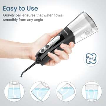 Cordless Water Dental Flosser Teeth Cleaner, INSMART Professional 300ML Tank DIY Mode USB Rechargeable Dental Oral Irrigator for Home and Travel, IPX7 Waterproof 6 Modes Irrigate for Oral Care