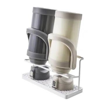 Yamazaki Home Tower Countertop Bottle Drying Rack - Modern Design, Two Tier Structure, Drainage Tray