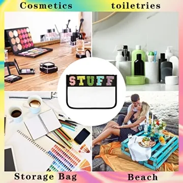 DYSHAYEN Chenille Letter Clear Zipper Pouch Travel Essential