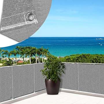 SHOWIN Balcony Privacy Screen Cover Apartment, Patio Screen P 3ft x16.4ft Sunshine UV Protection for...