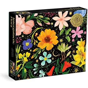 Galison Intergalactic Flora 1000 Piece Foil Puzzle - Cosmic Artwork with Thick Pieces