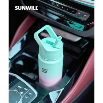 SUNWILL Insulated Water Bottle with Straw, Sports & Travel Water Bottle 22oz Double Walled Stainless Steel, Cup Holder Friendly, Reusable Thermal Wide Mouth Flask, Leak Proof BPA Free