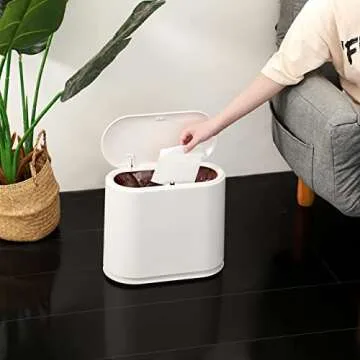 12-Liter Oval Trash Can with Press Top for Small Spaces
