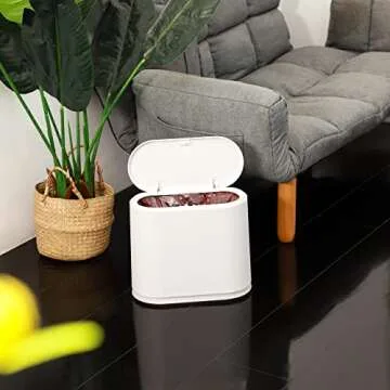 12-Liter Oval Trash Can with Press Top for Small Spaces