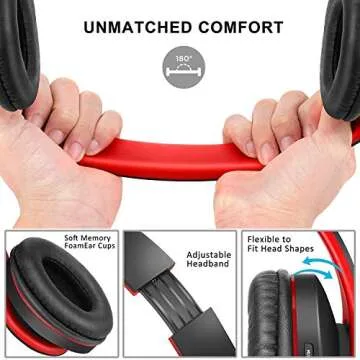 ZIHNIC 2 Items,1 Rose Gold Over-Ear Wireless Headset Bundle with 1 Black Red Foldable Wireless Headset
