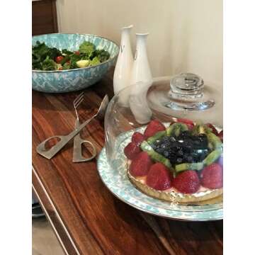 Golden Rabbit Enamelware - 12.5" Cake Plate (Sea Glass Swirl)