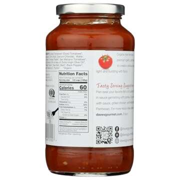 Dave's Gourmet Pasta Sauce, Tomato, Organic Red Heirloom, 1.59 Pound