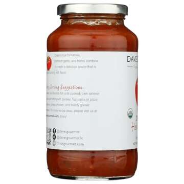 Dave's Gourmet Pasta Sauce, Tomato, Organic Red Heirloom, 1.59 Pound