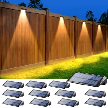 LUHLEE Solar Fence Lights - 12 Pack Outdoor Waterproof LED for Yard and Deck
