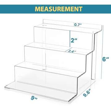 Utopia Home Clear Display Shelf - (9x6 Inch) 4 Tier Stand for Perfume, Food Service, Funko Pops & Decoration